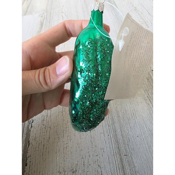 Vintage Kurt Adler glitter pickle glass ornament Xmas tree - Picture 6 of 9